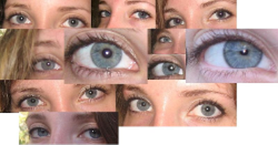 People with different variations of blue eyes.