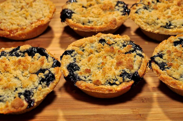 Miniature blueberry pies.