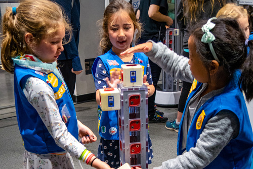 Girl Scout Daisies participating in the Robo-Designers program.