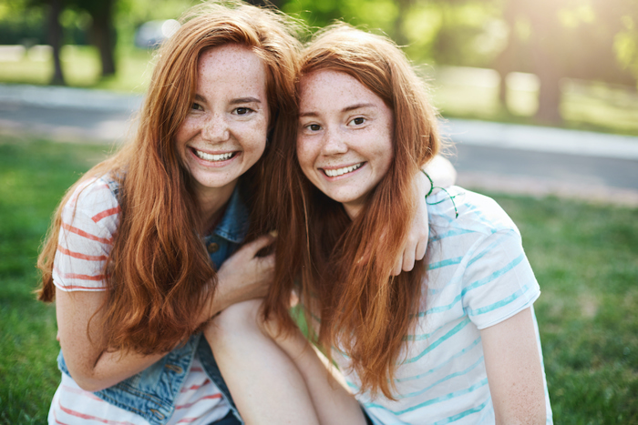 Twins with red hair.