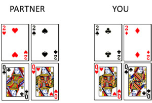 Playing cards of two parents.