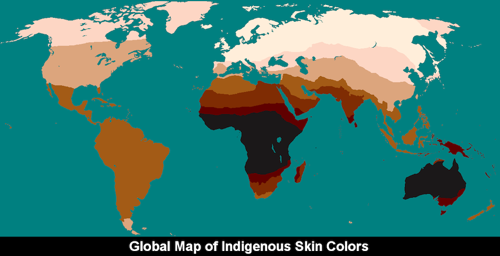 Global map of skin colors