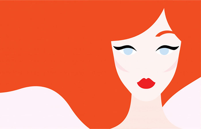 Red-haired woman illustration.