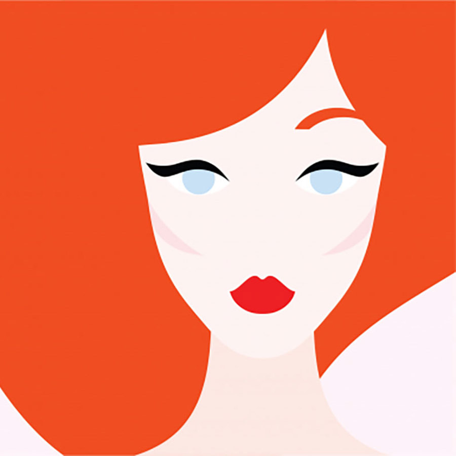 Red-haired woman illustration.