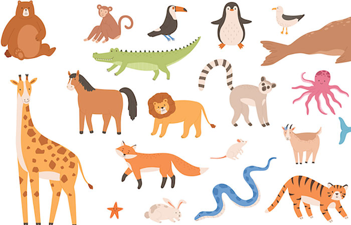 Cartoon animals.
