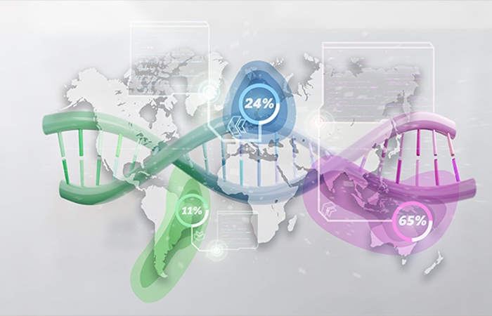 DNA over world map.