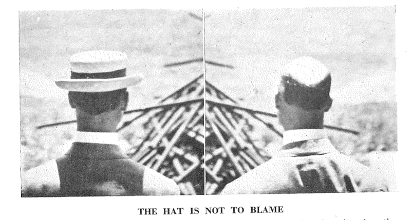 A man is shown in two views, once wearing a hat and once without his hat. Without his hat his bald head is visible.