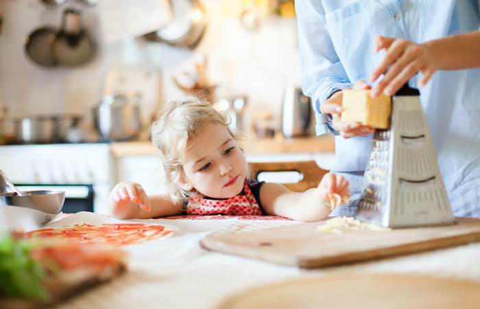 Child with cheese.