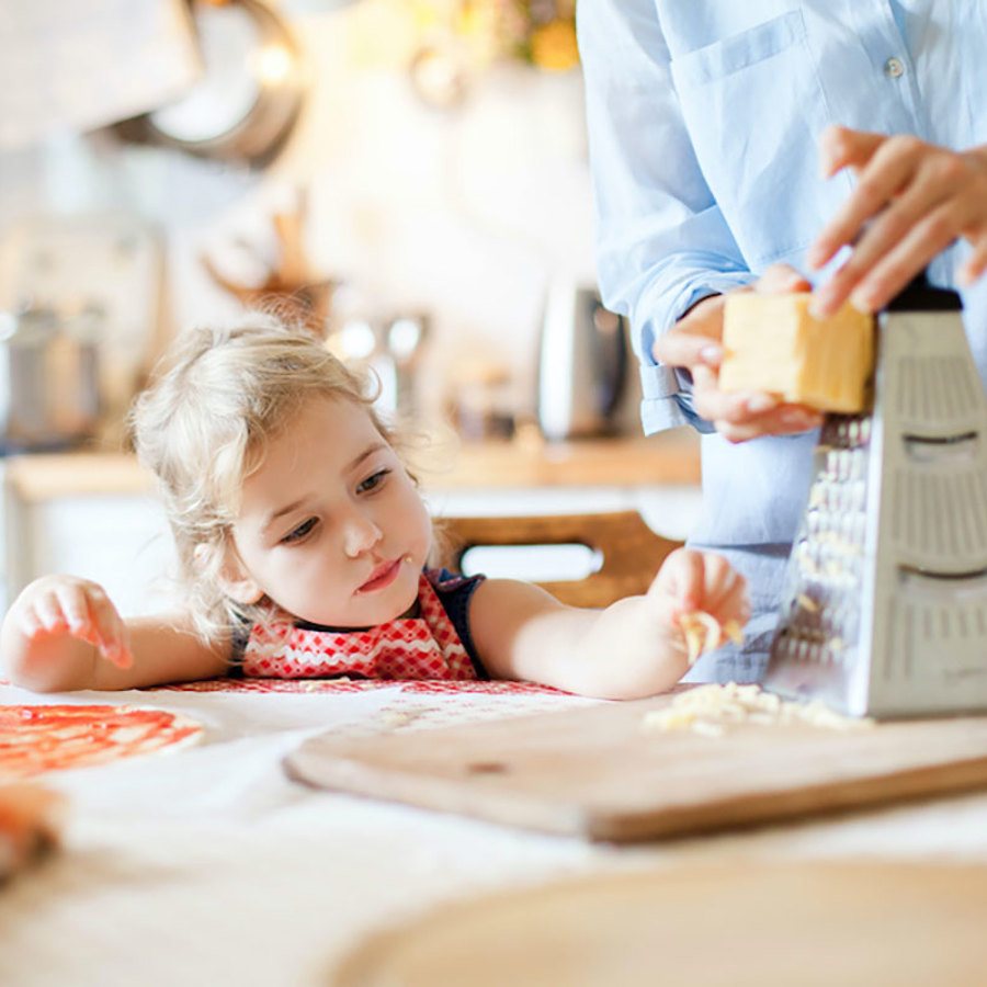 Child with cheese.