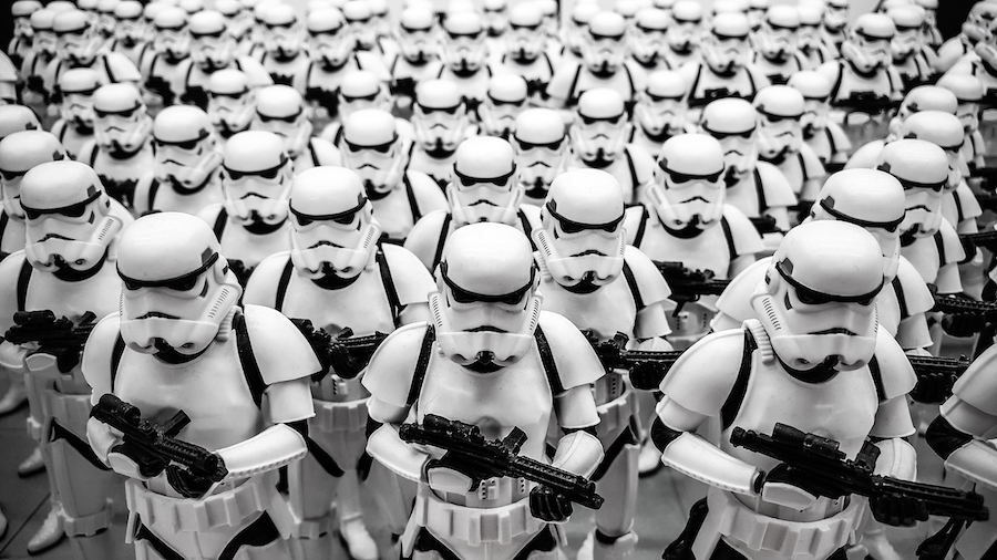 Stormtroopers marching.