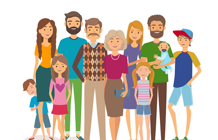 Multigenerational family illustration.