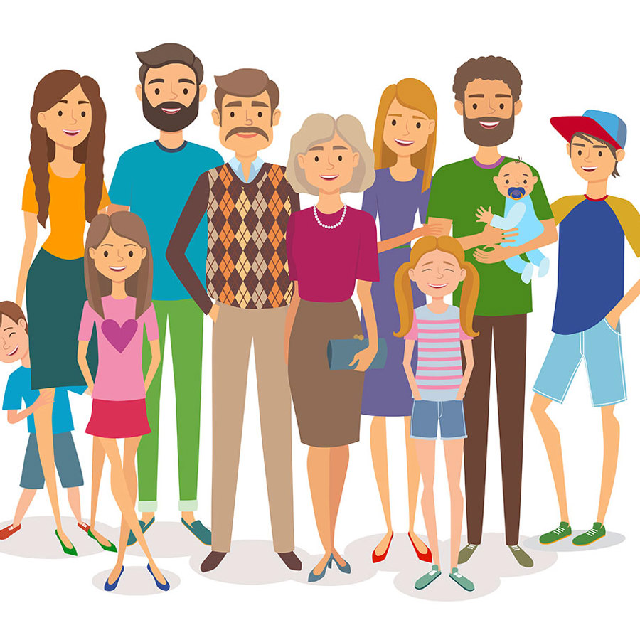 Multigenerational family illustration.