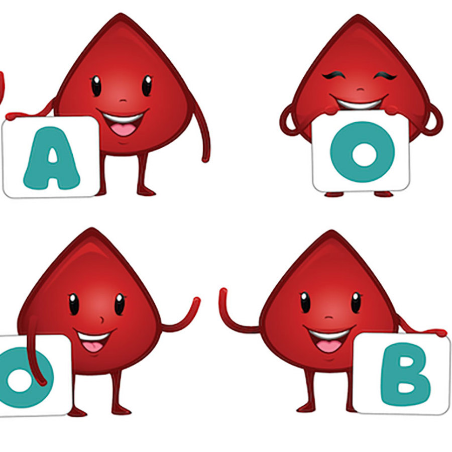 An illustration of different blood types.