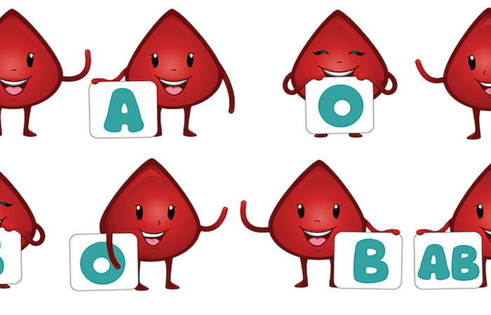 An illustration of different blood types.