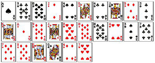 26 random playing cards.