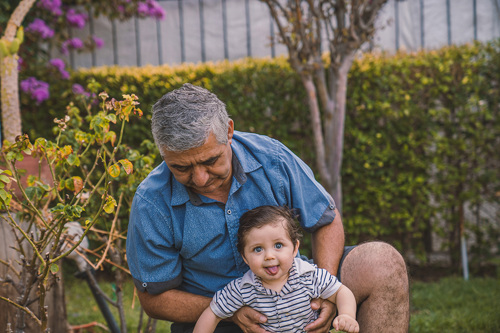 Grandfather with grandchild.