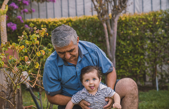 Grandparent with grandchild.