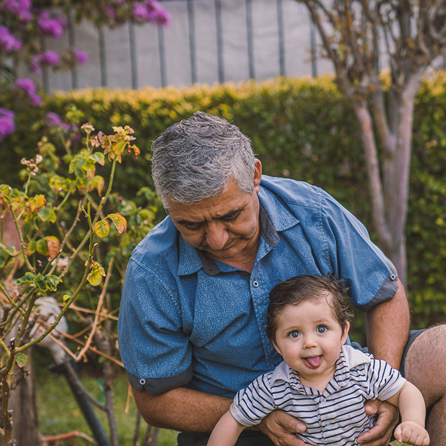 Grandparent with grandchild.