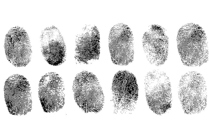 Inked fingerprints.