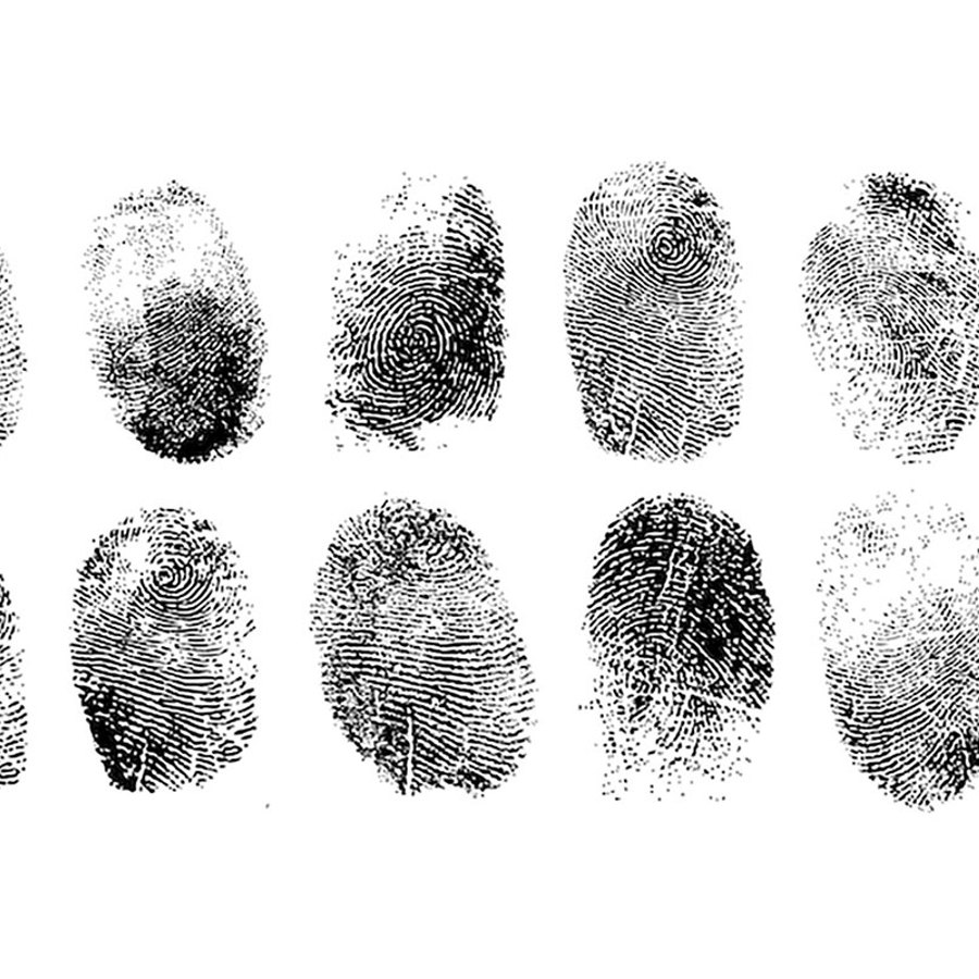 Inked fingerprints.