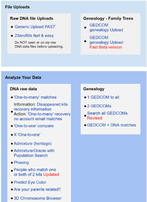 Screenshot of GEDmatch website.