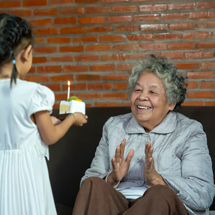 Child with grandparent.