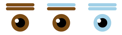 Two blue alleles leads to blue eyes, two brown alleles leads to brown eyes, one of each leads to brown eyes.