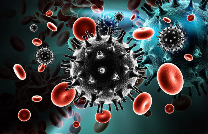HIV in bloodstream.