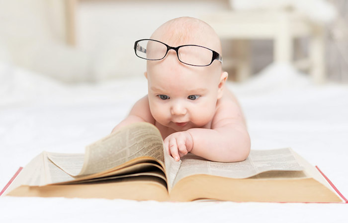 Baby in glasses.