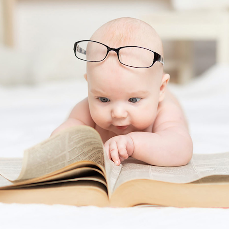 Baby in glasses.