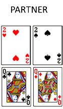 Four playing cards.