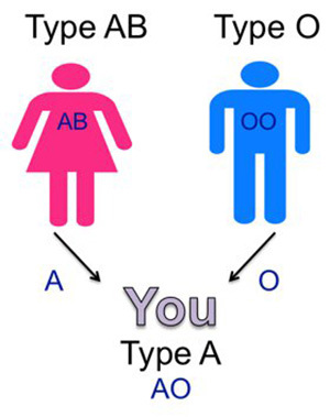 AB- parent, O+ parent, and A+ child.