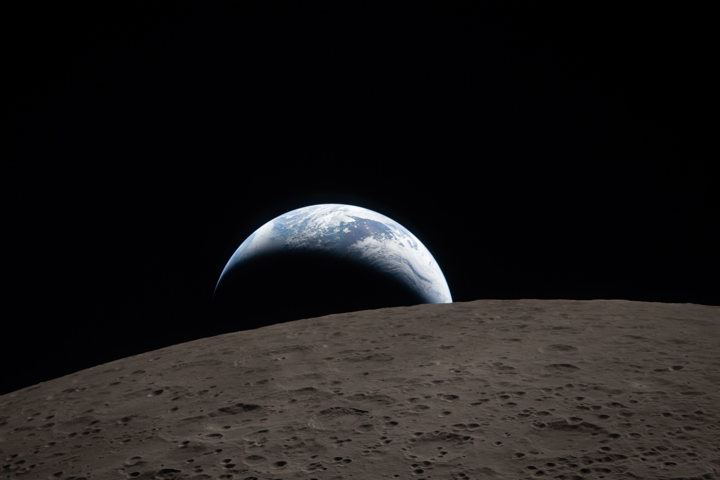 Earthset captured through the Orion spacecraft window