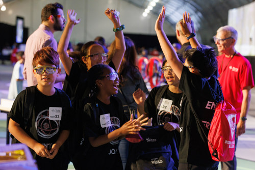 The Tech Challenge brings hundreds of volunteers from around Silicon Valley to help judge student teams and provide feedback on their engineering design process.