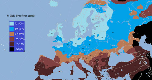 Map of light eyes in Europe.