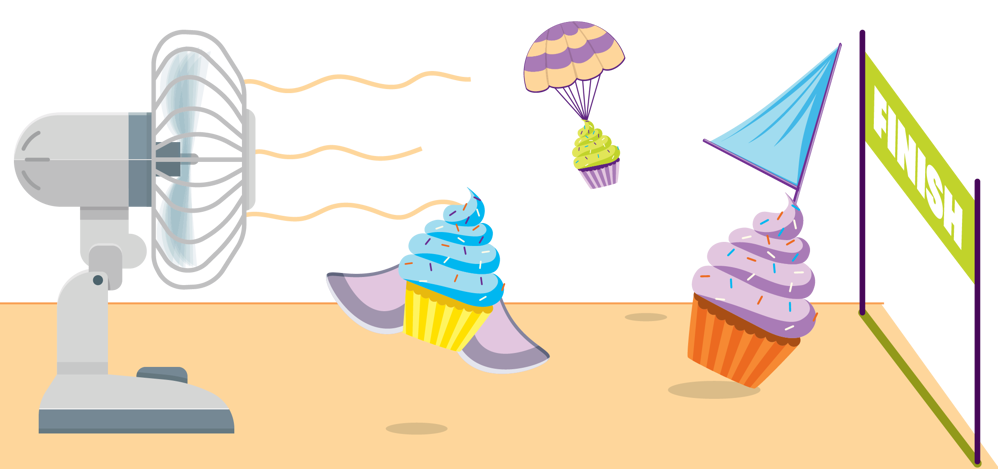 Cupcake delivery illustration.