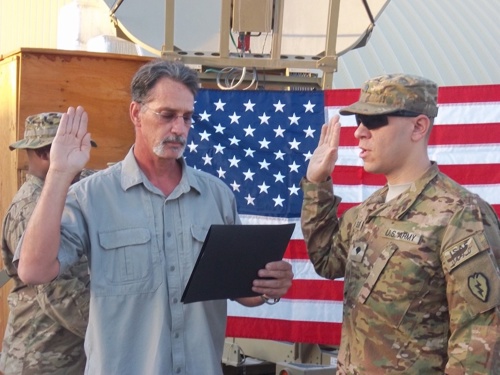 Uncle swearing in nephew.