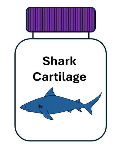 Image of a bottle containing shark cartilage supplements.