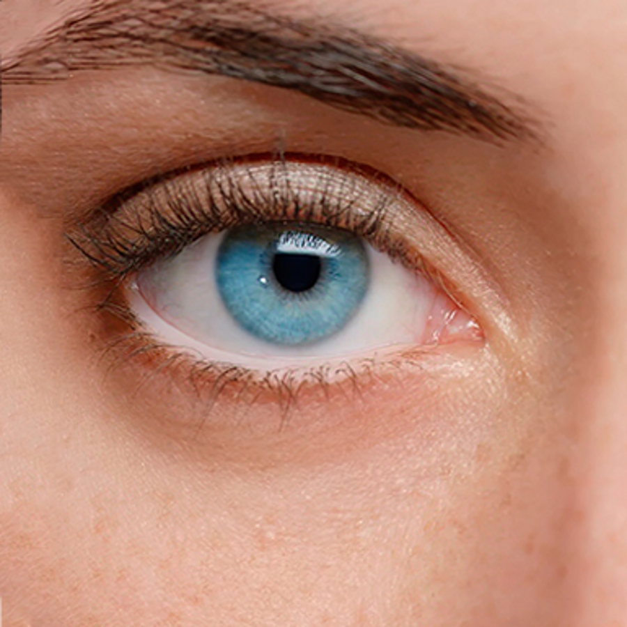 Close up on blue eyes.